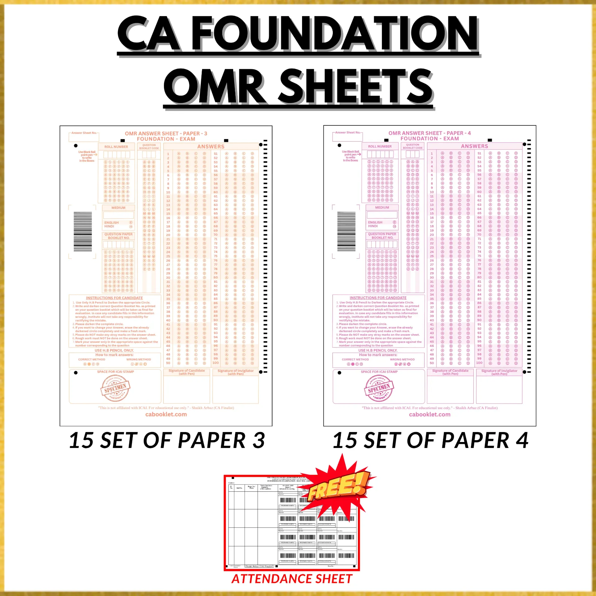 CA FOUNDATION MCQ SHEETS