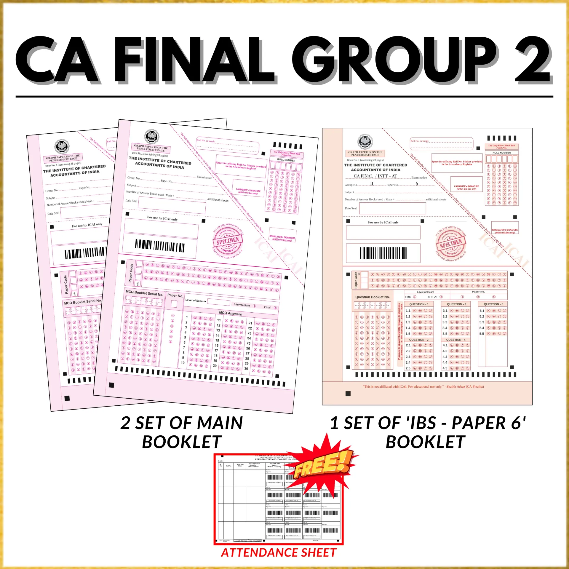 CA FINAL GROUP 2 ANSWER PRACTICE BOOKLET