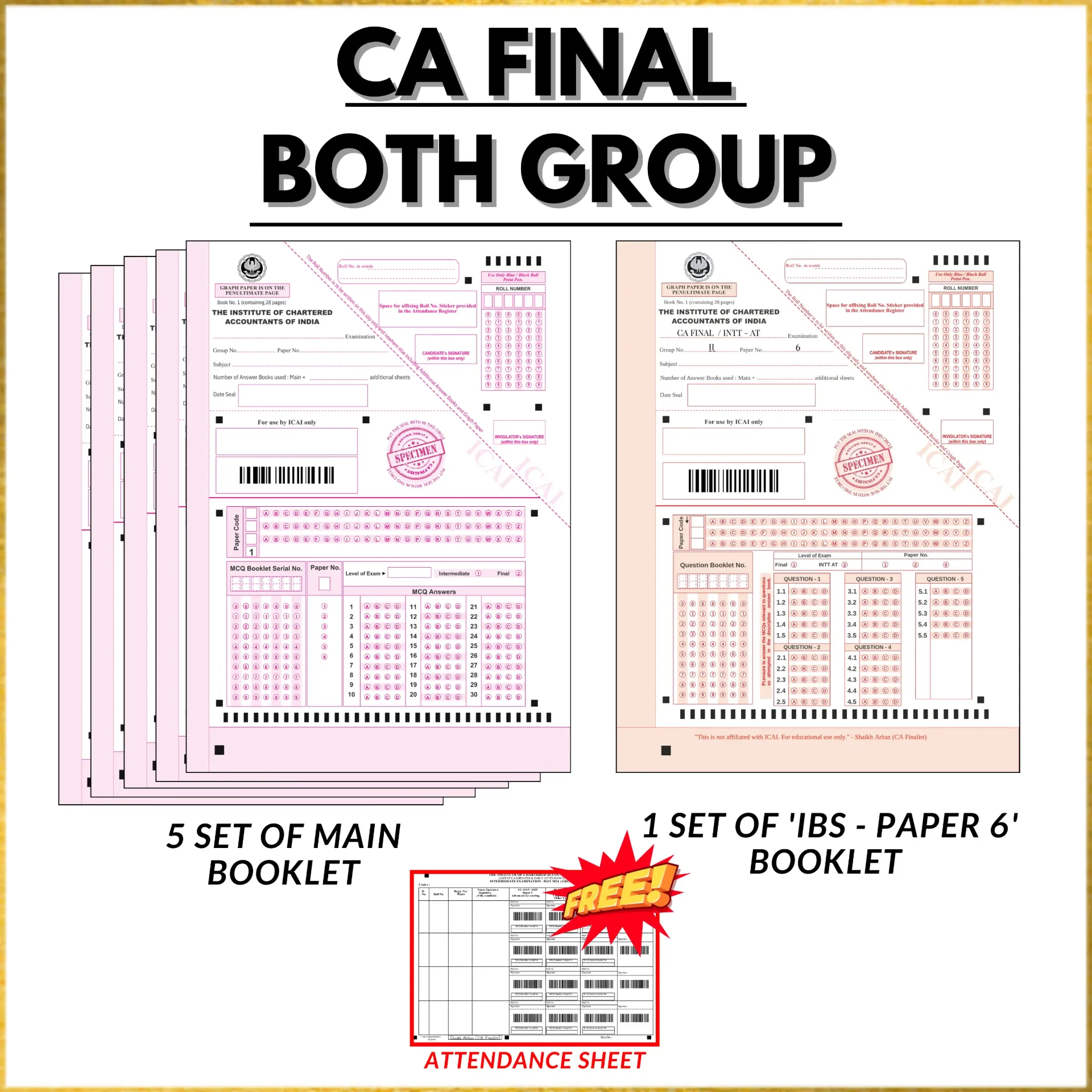 CA FINAL BOTH GROUP ANSWER PRACTICE BOOKLET