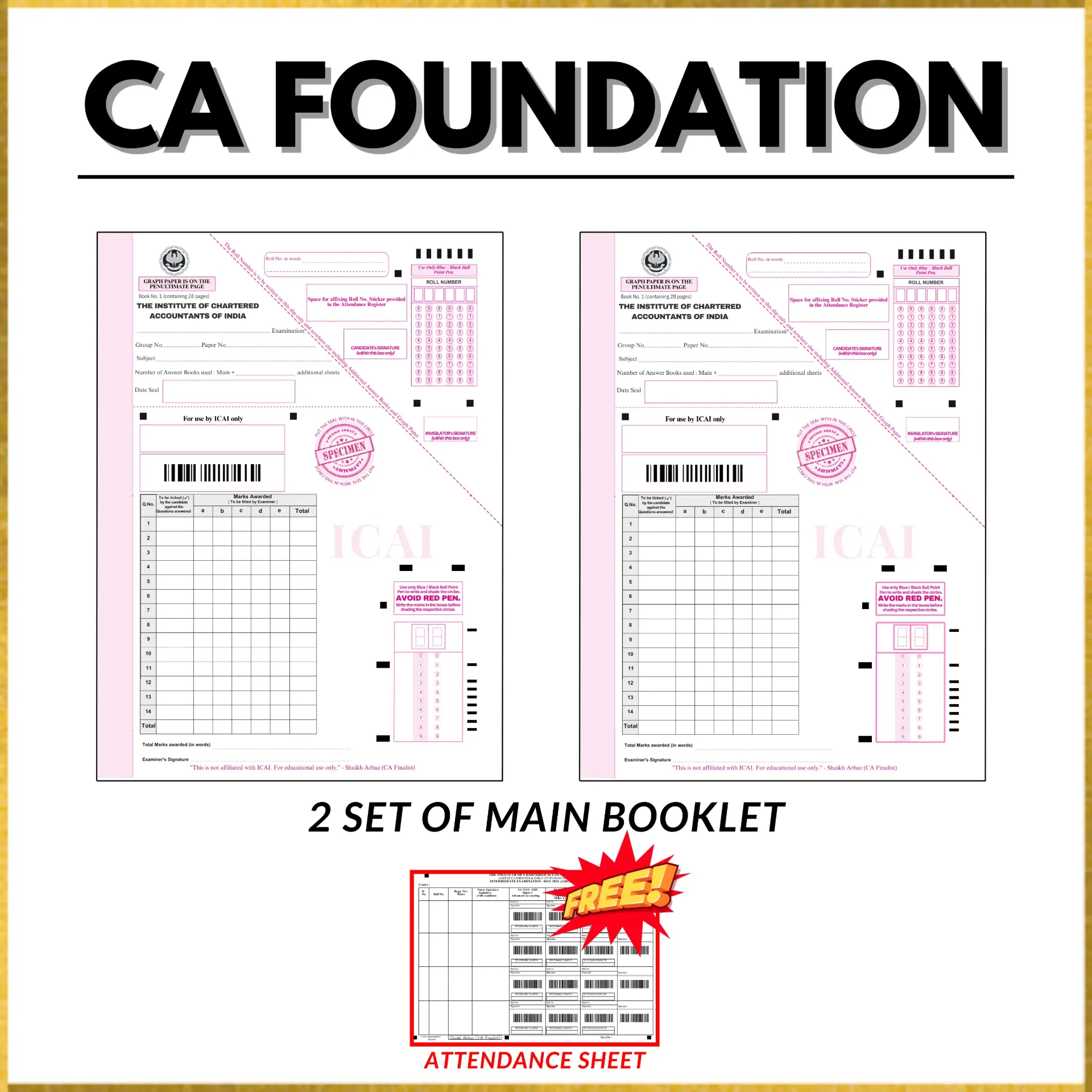 CA FOUNDATION ANSWER PRACTICE BOOKLET